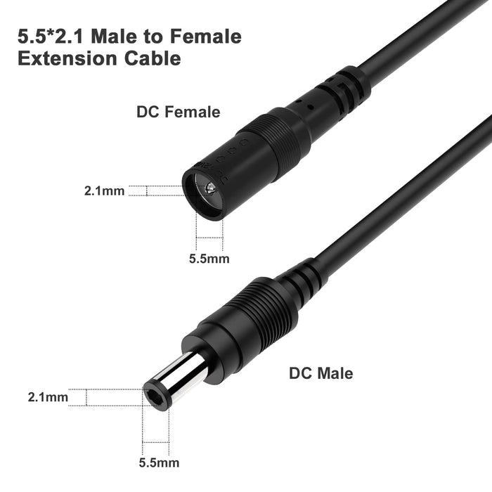 DC Inline Rocker On/Off Switch (18AWG) Cable DC Jack 2.1 x 5.5mm; Male to Female DC Power Connector (Copy)