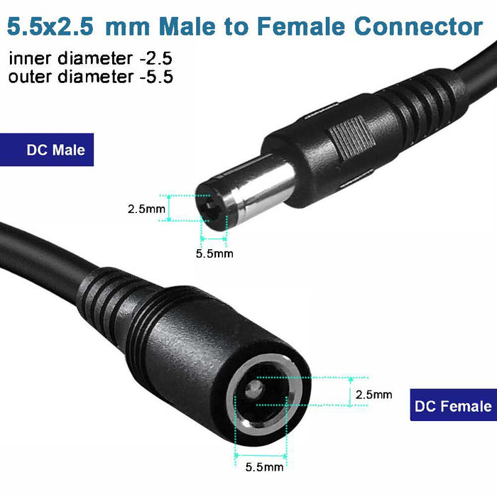 DC Inline Rocker On/Off Switch Cable DC Jack 2.5 x 5.5mm; Male to Female DC Power Connector (Copy)