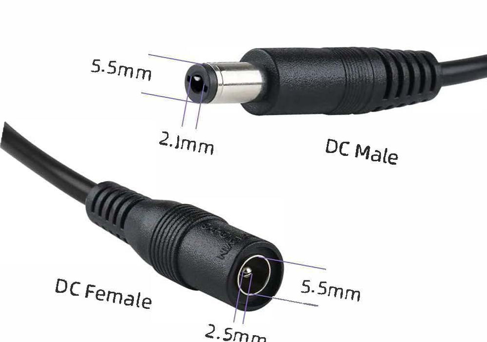 DC Barrel Plug Adapter to 2.1 x 5.5mm plug from 2.5 x 5.5mm