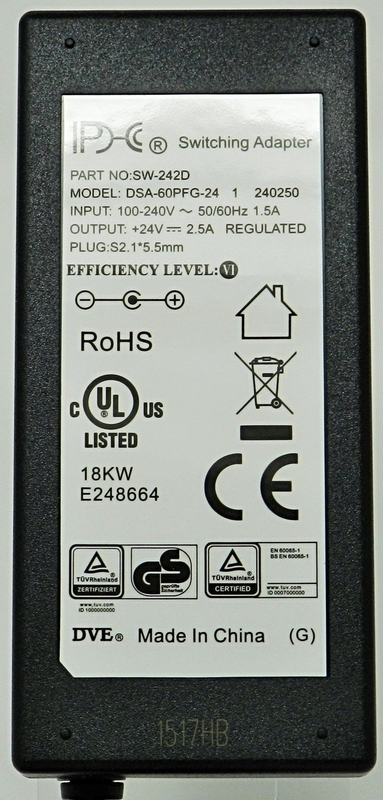 Ac Dc Switching Regulated Power Supply 24v Dc 2500ma 21 X 55mm — Ac Dc Powershack 8782